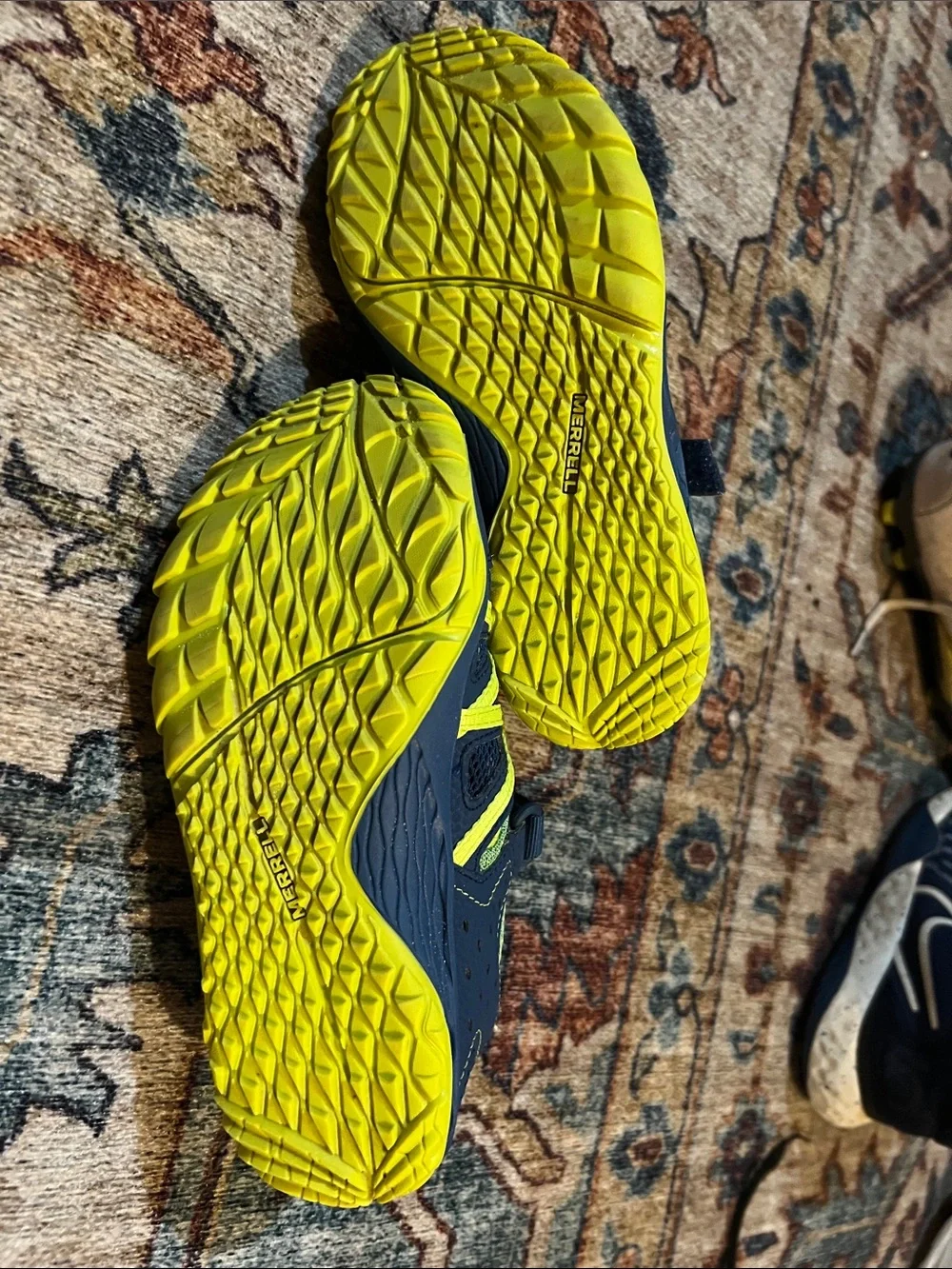 Merrell Kids Navy and Lime Green Water Shoes with Hook-and-Loop Strap